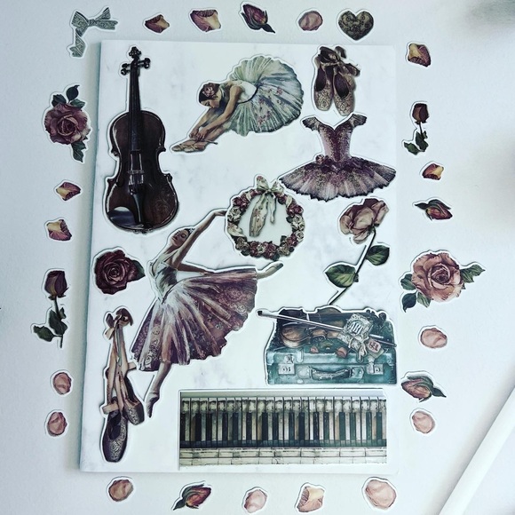 Elegant Ballet Dancer, Recital Outfits, Violin, Piano & Flowers, 34 Stickers - Picture 5 of 15